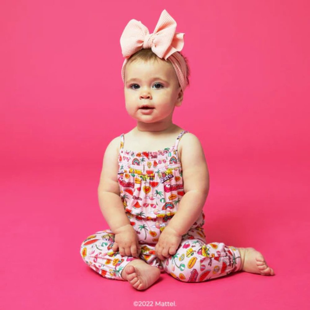 Posh Peanut x Barbie Malibu Barbie Sleeveless Smocked Bamboo Jumpsuit 2T NWT